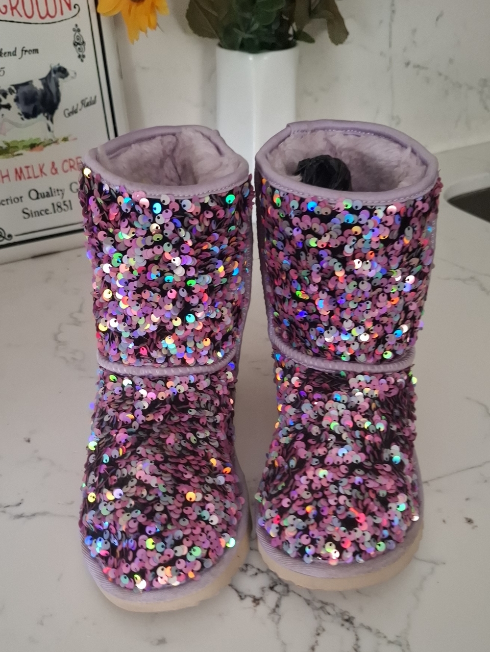 UGG Kids Sequin Boots - Lavender Multicolor Sparkle